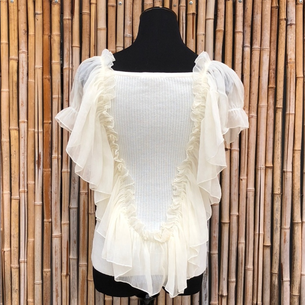 ISABELLA RODRIGUES Ivory Knit &Chiffon Wing Sleeve - Picture 3 of 4